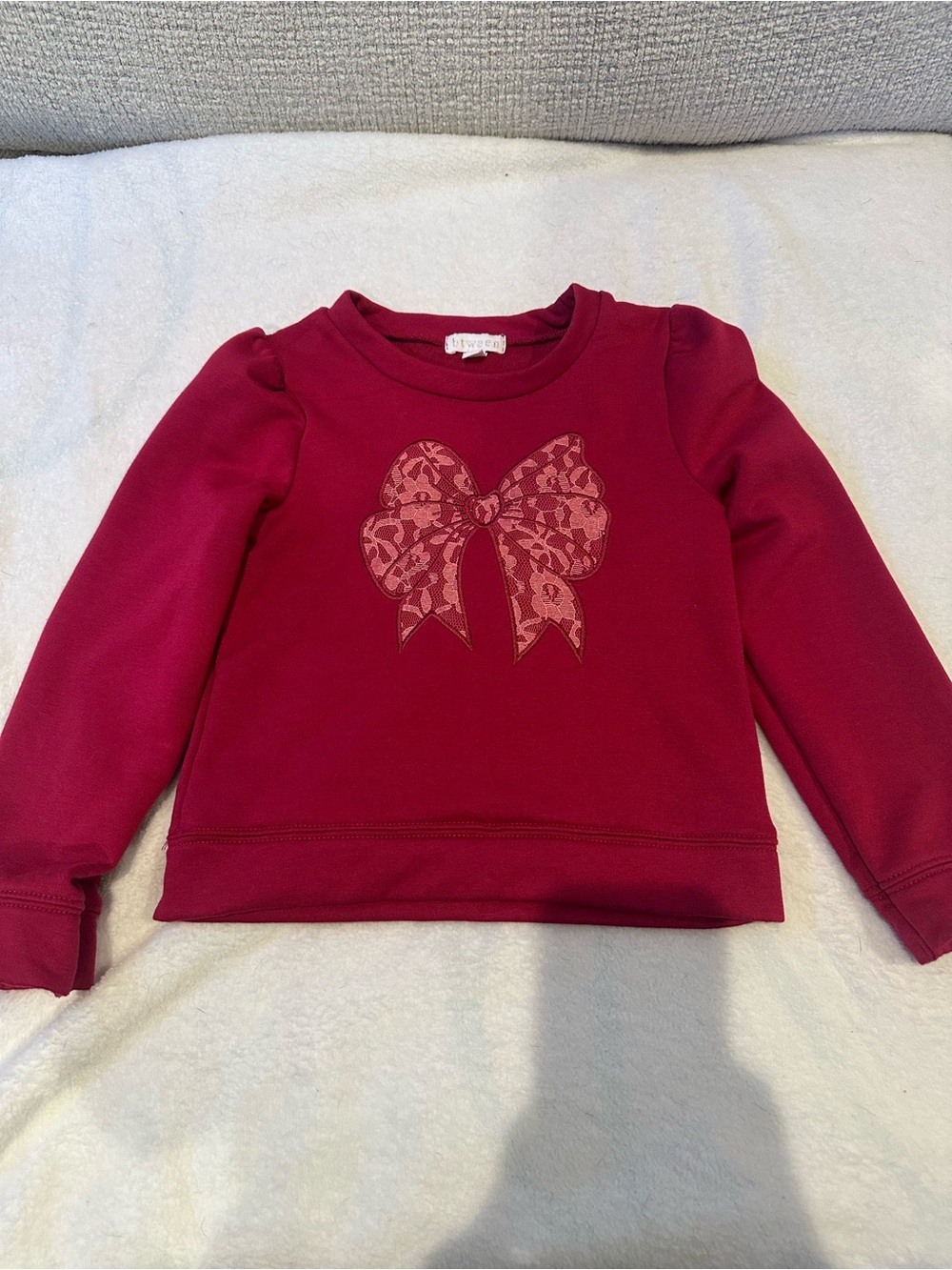 btween Burgundy Bow Sweatshirt Size 4T